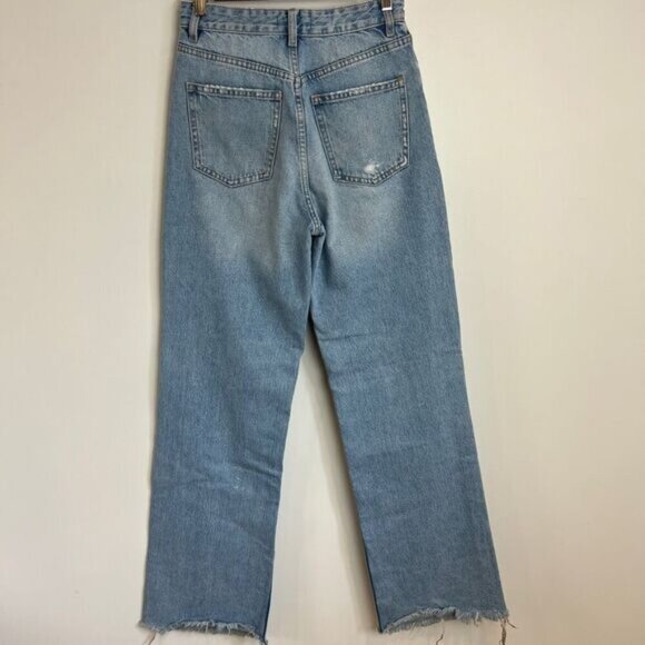 Zara Women's Size 4 Destroyed Distressed Wide Leg Light Wash Blue Jeans Grunge - Picture 6 of 16